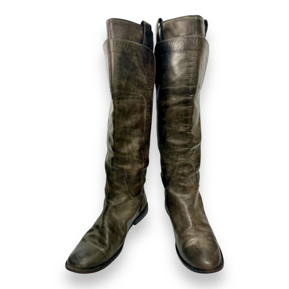 Frye Tall Riding Boots Brown Italian Burnished Leather 6.5B Paige Equistrian